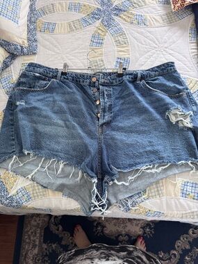 wild fable Distressed Blue High-Rise Jean Shorts